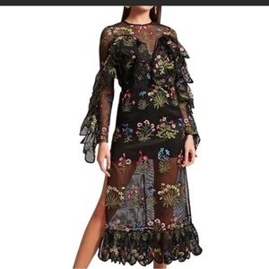 NIGHTWALKER floral embroidered cotton dress